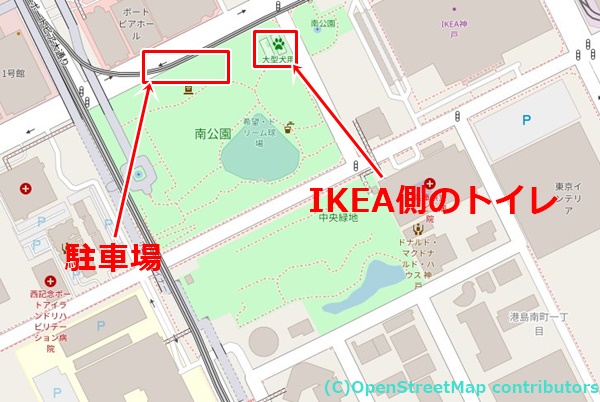 ポートアイランド南公園の女装子さん待ち合わせMAP