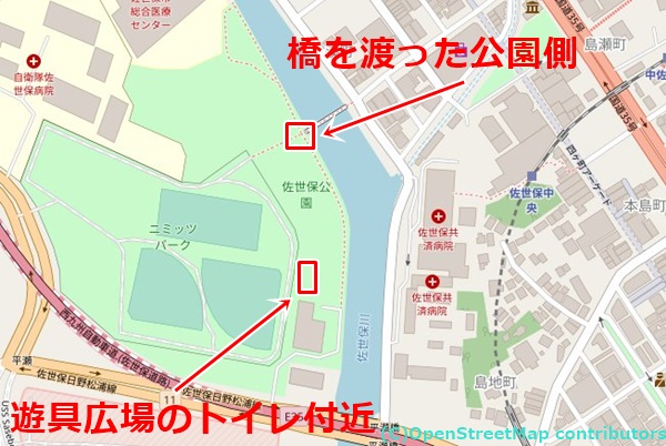 佐世保公園の女装子さん待ち合わせMAP