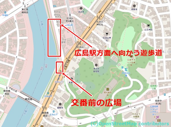 比治山下の女装子さん待ち合わせMAP