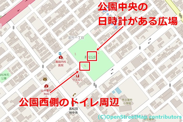 高松公園の女装子さん待ち合わせMAP