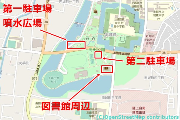 高田城址公園の女装子さん待ち合わせMAP