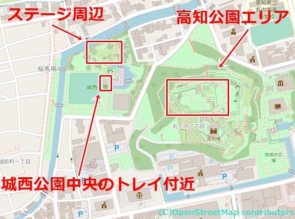 高知公園・城西公園の女装子さん待ち合わせMAP